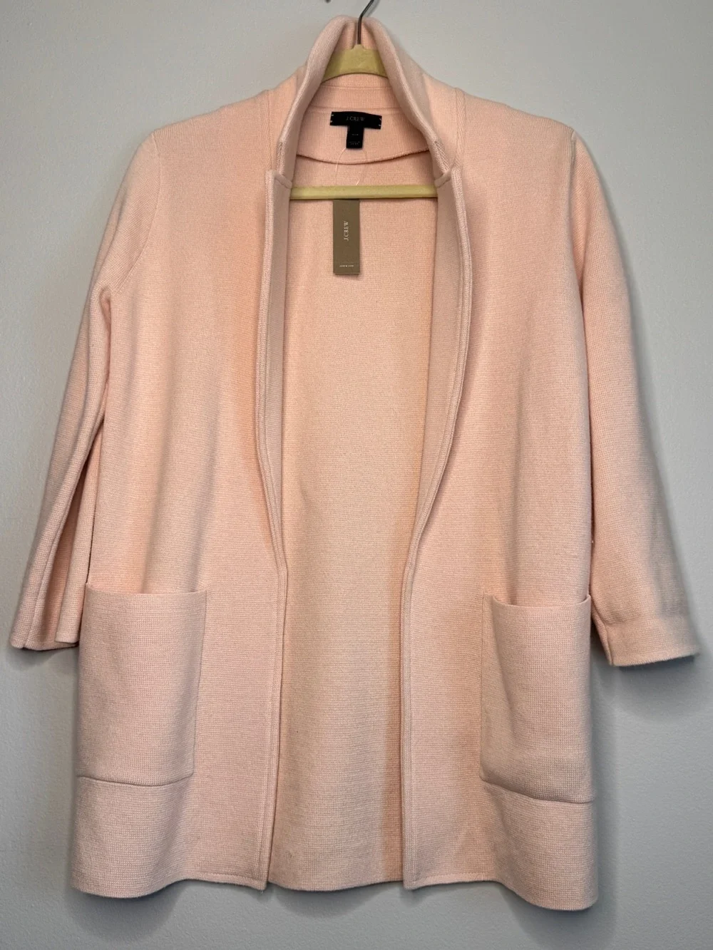 J.Crew Sophie Open Pockets Cardigan Jacket Blazer Blush Pink Wool Cotton XXS 2XS